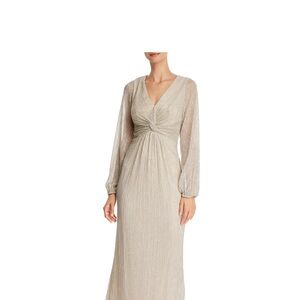 Adrianna Papell Shimmering beige Long Sleeve Gown